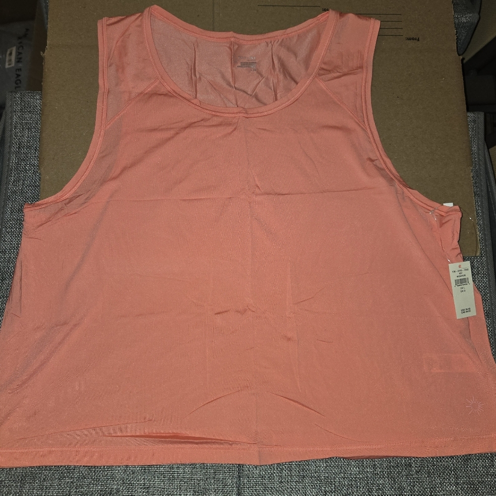 Offline By Aerie Sweat Sesh Cropped Tank - L - Spicy Coral - NWT